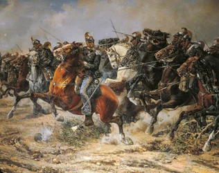 Trzecia wojna o niepodległość, szarża kawalerii Genui w Custozie, 24 czerwca 1866, namalowany przez Giuseppe Gabani