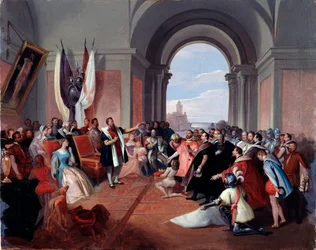 Andrea Doria odmawiająca korony Genui, Giuseppe Isola (1808-1893), c. 1868 (olej na płótnie)