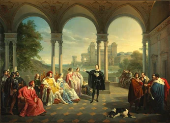 Torquato Tasso czyta La Gerusalemme Liberata na dworze Ferrary, 1841.