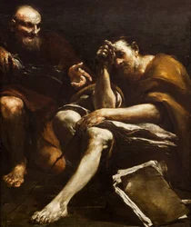 Demokryt i Heraklit, 1730 (olej na płótnie)