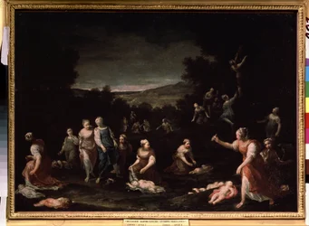 „Nimfy rozbrajające amorki” (nimfy rozbrajające amorki) Obraz Giuseppe Marii Crespi (1665-1747) około 1698 Muzeum Puszkina, Moskwa