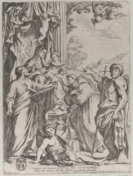 Dziewica intronizowana z trzema świętymi, 1668.