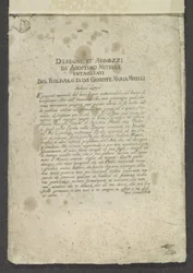 Druk tytułu z przedmową w kolejności Ozdoby (tytuł serii) Rysunki i szkice Agostino Mitelli Rzeźbione przez jego syna Gioseppe Marię Mitelli (tytuł serii na obiekcie)