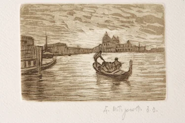 Gondolier (akwaforta i akwatinta na białym papierze)