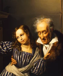 Senis, rodantis Marijos Luigijos Hermą savo anūkei, Giuseppe Molteni, apie 1830 m., aliejus ant drobės