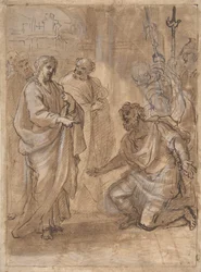 Chrystus i Centurion recto, Postać machająca do odlatującego statku odw., b.d.