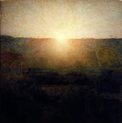 Wschodzące słońce. Obraz Giuseppego Pellizzy da Volpedo (1868-1907), 1904. Wymiary: 155 x 155 cm. Rzym, Galleria d