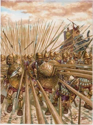 Starożytna Grecja: epirocka falanga Pyrrusa I (378-272 p.n.e.) - Starożytna Grecja: falanga Pyrrusa z Epiru - Ilustracja Giuseppe Ravy