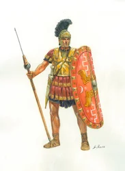 Starożytny Rzym: żołnierz Gwardii Pretoriańskiej - Gwardia Pretoriańska - Ilustracja Giuseppe Rava