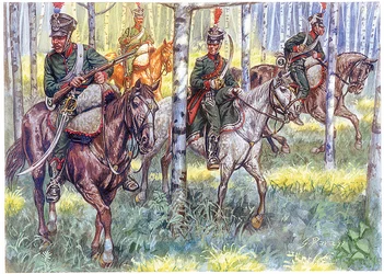 Pierwsze Imperium: Łowcy konni Wielkiej Armii Napoleona I Patrol - Ilustracja Giuseppe Rava