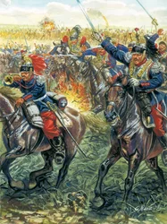 Wojna francusko-niemiecka 1870 r. (francusko-pruska): szarża francuskich pancerników w bitwie pod Froeschwiller Woerth (Froeschwiller-Woerth) 6.08.1870 r. - Wojna francusko-pruska: bitwa pod Worth (Reichshoffen lub Froschweiler) (1870): szarża francuskiej 