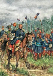 Napoleon III (1808-1873) koń witany przez swoją armię (rysunek)