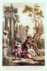 Alegoryczne przedstawienie Przemysłu. Rysunek Giuseppe Zocchi (1711-1767) XVIII wiek.