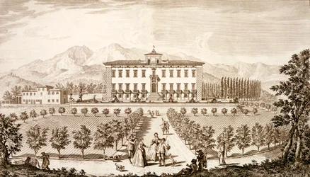Widok na Villa del Barone, z "Widoków Toskanii" Giuseppe Boucharda, opublikowanych w latach 1744-57