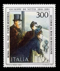 Znaczek pocztowy z włoskiej serii artystycznej ku czci Giuseppe de Nittis (1846-1884), znaczek 300 lirów