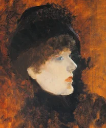 Sarah Bernard, Giuseppe de Nittis (1846-1884), olej na desce, 35x265 cm