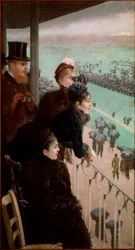 Wyścigi w Bois de Boulogne Widzowie oglądają wyścigi konne. Obraz Giuseppe De Nittis (1846-1884) 1881 Rzym, Galleria Nazionale d