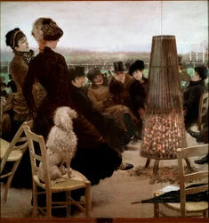 Wyścigi w Bois de Boulogne Widzowie oglądają wyścigi konne. Obraz Giuseppe De Nittis (1846-1884) 1881 Rzym, Narodowa Galeria Sztuki Nowoczesnej