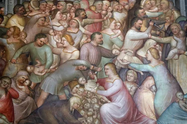 Baptysterium w Padwie. Freski sufitowe z XIV wieku autorstwa Giusto de Menabuoi. Masakra niewiniątek. Padwa. Włochy. (foto)