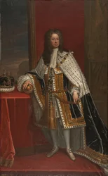 Le roi Georges I de Grande Bretagne (1660-1727) - Portret Jerzego I z Wielkiej Brytanii, autorstwa Knellera, Sir Gotfreya (1646-1723). Olej na płótnie. Wymiar : 239x148,5 cm. Muzeum Narodowe w Sztokholmie