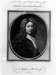 Portret Thomasa Whartona, pierwszego markiza Wharton (1648-1715), rytowany przez Johna Goldara (1729-95)