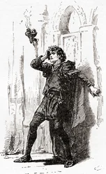 Scena z dramatu Williama Shakespearesa Hamlet, Akt I, Scena 5, Hamlet: Pamiętaj o sobie! Ay, thou poor ghost, while memory holds a seat in this distracted globe, z The Works of William Shakespeare, pu