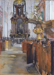 Wnętrze kościoła św. Michaelisa w Hamburgu, 1890 (pastel na papierze)