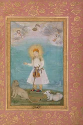 Akbar z lwem i cielęciem, ok. 1630