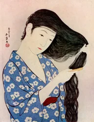 Czesająca włosy Japonka, 1920 1930.