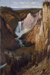 Widok na dolne wodospady, Wielki Kanion Yellowstone, 1890.