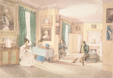 Wnętrze w Hatton, Warwickshire, 1820-30.