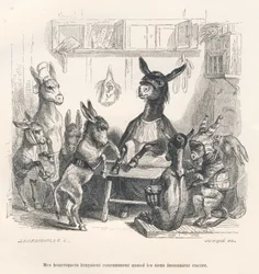 Osły w szkole. Winiety ilustrowane przez J. J. Grandville