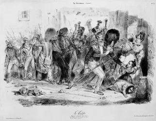 La Flu (grypa): choroba zaraźliwa, która w 1831 r. wywiera furię na Paryżan - rycina Grandville