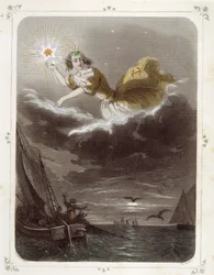 Gwiazdy: Kobieta reprezentująca „Gwiazdę żeglarza” – autorstwa Grandville