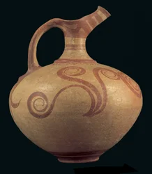 Dzbanek z dziobem, prawdopodobnie z Attiki, późny okres helladzki IIIA 1 (ok. 1400-1350 pne) (malowana glina)