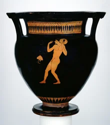 Czerwonofigurowy krater przedstawiający rzucającego dyskiem (ceramiczny)