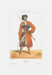 Człowiek kabardyński Od: Sceny, pejzaże, zwyczaje i stroje Kaukazu, 1840