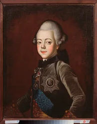 Portret wielkiego księcia Pawła Pietrowicza (1754-1801), jako dziecko (car Rosji Paweł I). Obraz Grigorija Sierdiukowa (1744-1785), olej na płótnie