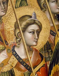 Hierarchie anielskie, autorstwa Guariento di Arpo (czynny 1338, zm. 1367 lub 1370), tempera na panelu. Detale.