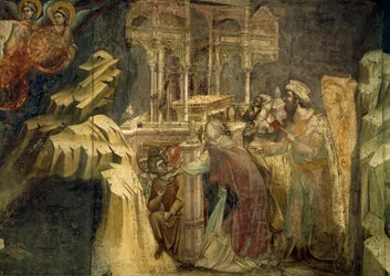 Epizod ze Starego Testamentu Guariento di Arpo (czynny 1338 - zm. 1367 lub 1370), fresk z Cappella dei Carraresi, Padwa, Włochy.