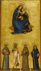 Madonna z Dzieciątkiem ze świętymi, ok. 1360 (tempera i złoty płatek na desce z topoli)