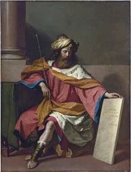 Król Dawid - Obraz Barbieri Giovanniego Francesco znanego jako Le Guercino (1591-1666), olej na płótnie