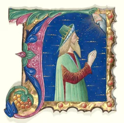 Inicjał A z księgi chóralnej z królem Dawidem, c. 1470-1480.