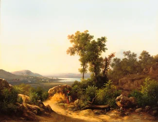 Trasimeno: Widok na jezioro Trasimeno, Włochy, 1874