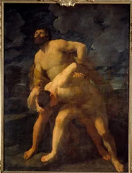 Herkules zmagający się z Acheloosem Herkulesem pokonuje grecką rzekę. Obraz Guido Reni dit le Guide (1575-1642) 1620 Nd. 2,61 x 1,92 m²