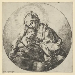 Dziewica trzymająca Dzieciątko Chrystus z palcami prawej ręki schowana, a…, ok. 1600-1640.