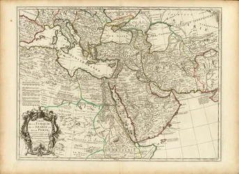 1701 Guillaume Delisle mapa imperium osmańskiego i perskiego (przycięta)