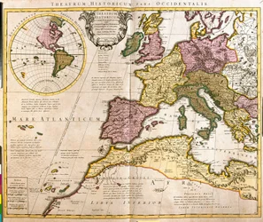 Mapa Europy i wybrzeży Afryki Północnej (akwaforta