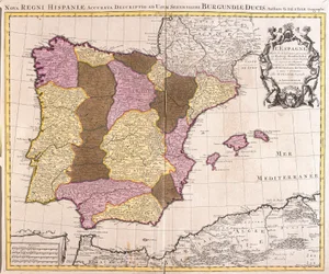 Mapa Półwyspu Iberyjskiego, Królestwa Portugalii i Hiszpanii (akwaforta