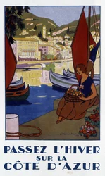 Spędź zimę na Riwierze Francuskiej - plakat reklamowy, XX wiek -